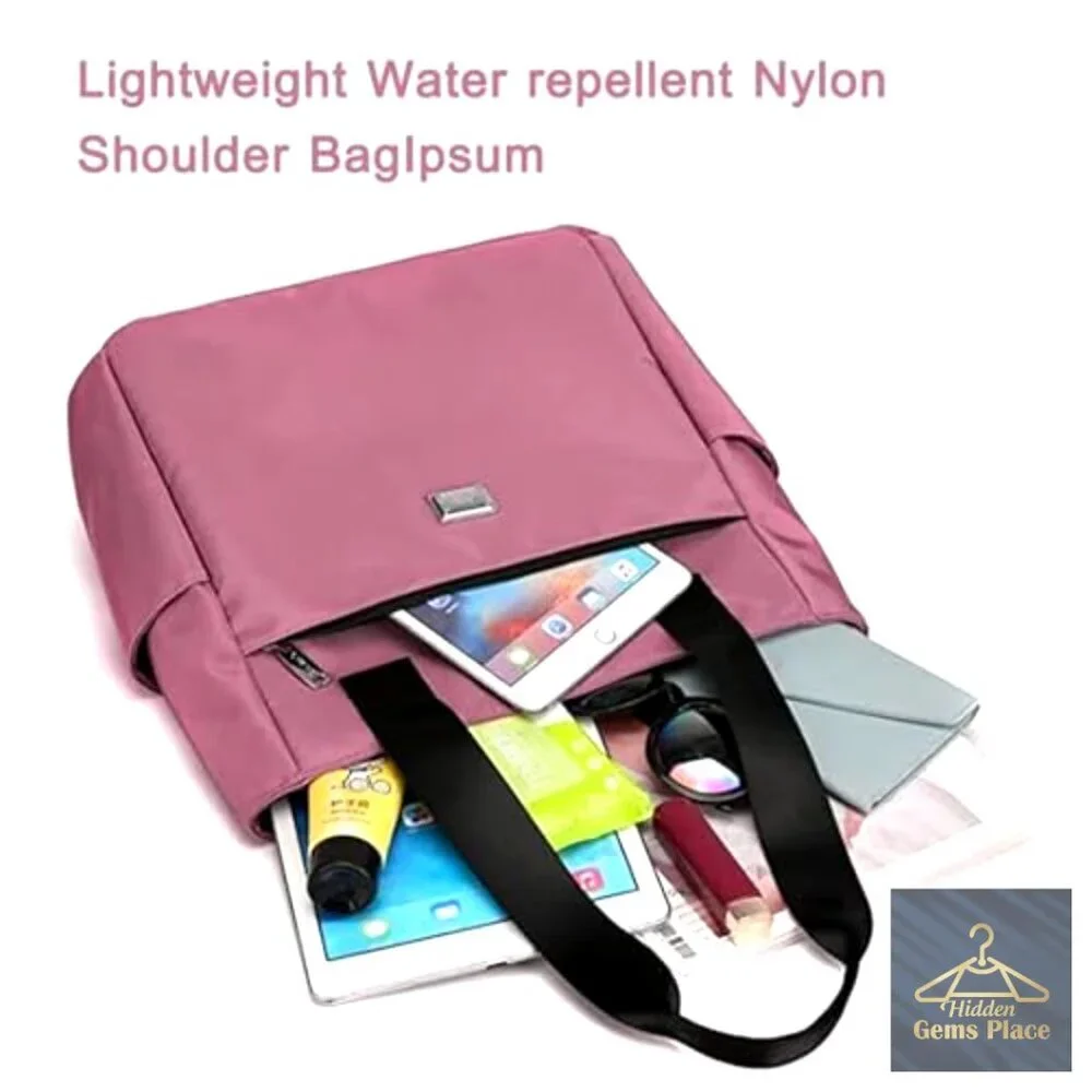 Lightweight Water Repellent Nylon Shoulder Bag Large Capacity Travel Tote